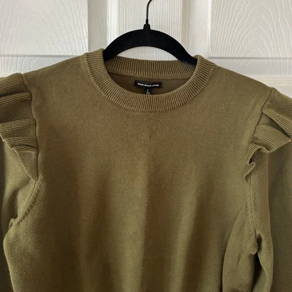 Who What Wear Olive Green Sweater Size Small - Picture 3 of 6